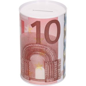 Spaarpot 10 euro biljet 8 x 15 cm - Blikken/metalen spaarpotten met euro biljetten