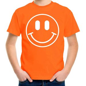 Bellatio Decorations Verkleed shirt jongens - smiley - oranje - carnaval - feestkleding voor kinderen