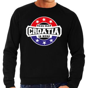 Have fear Croatia is here sweater met sterren embleem in de kleuren van de Kroatische vlag - zwart - heren - Kroatie supporter / Kroatisch elftal fan trui / EK / WK / kleding