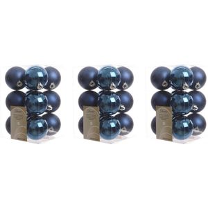 36x Donkerblauwe kunststof kerstballen 6 cm - Mat/glans - Onbreekbare plastic kerstballen - Kerstboomversiering donkerblauw