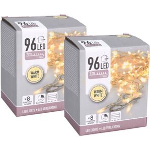 Kerstverlichting - 2 stuks - warm wit - 700 cm - met timer - 96 leds