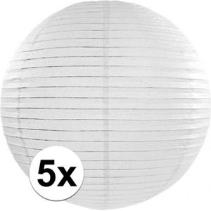 5x Luxe witte bol lampionnen van 35 cm