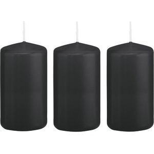 6x Zwarte cilinderkaars/stompkaars 6 x 12 cm 40 branduren - Geurloze kaarsen - Woondecoraties