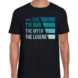 Dad the man the myth the legend t-shirt voor heren - zwart - verjaardag / vaderdag - cadeau shirt