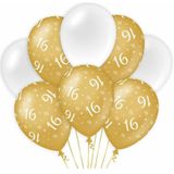 Paperdreams 16 jaar leeftijd thema Ballonnen - 16x - goud/wit - Verjaardag feestartikelen
