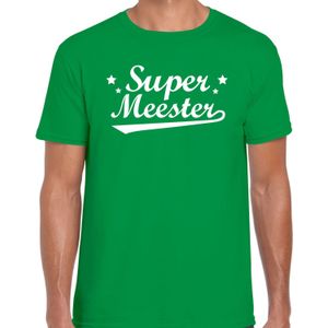 Super meester cadeau t-shirt groen heren -  Einde schooljaar/ meesterdag cadeau