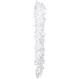 Boland Carnaval verkleed boa met veren - 2x - wit/zilver - 180 cm - 50 gram - Glitter and Glamour