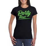 Bellatio Decorations Verkleed T-shirt voor dames - party time - zwart - groen glitter - carnaval