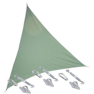 Premium kwaliteit schaduwdoek/zonnescherm Shae driehoek groen 3 x 3 x 3 meter - inclusief bevestiging haken set