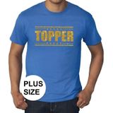 Toppers in concert Grote maten blauw Topper t-shirt - Topper in gouden glitter letters heren - Toppers dresscode kleding