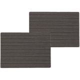 2x stuks stevige luxe Tafel placemats Lines zwart 30 x 43 cm - Met anti slip laag en Pu coating toplaag