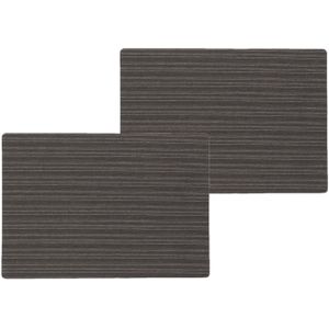 2x stuks stevige luxe Tafel placemats Lines zwart 30 x 43 cm - Met anti slip laag en Pu coating toplaag