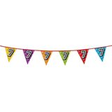 2x stuks vlaggenlijnen met glitters 7 jaar thema feestartikelen - Verjaardag versieringen - 8 meter - Plastic