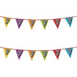 2x stuks vlaggenlijnen met glitters 7 jaar thema feestartikelen - Verjaardag versieringen - 8 meter - Plastic