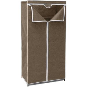 Mobiele opvouwbare kledingkast met bruine hoes 75 x 46 x 160 cm - Kleding opbergers/opbergen