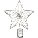 Kerstboom ster piek/topper met LED verlichting warm wit 25 cm met 12 lampjes - LED verlichte pieken - kerstversiering