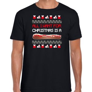 Bellatio Decorations fout kersttrui t-shirt heren - Frikandel speciaal - zwart - Frituur snack