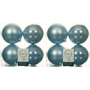 24x stuks kunststof kerstballen lichtblauw 10 cm - Mat/glans - Onbreekbare plastic kerstballen