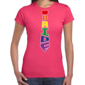 Bellatio Decorations Gay Pride shirt - pride stropdas - regenboog - dames - roze