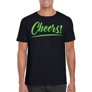 Bellatio Decorations Verkleed T-shirt voor heren - cheers - zwart - groene glitter - carnaval