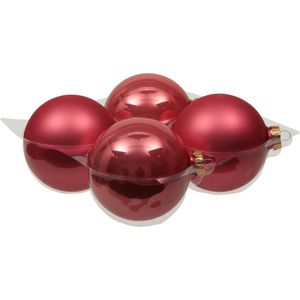 Othmar Decorations Grote kerstballen - 4x st - bubblegum roze - 10 cm - glas - mat/glans