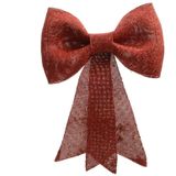 Decoris Kersthanger strik - rood - glitters - pailletten - 14 cm