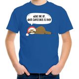 Luiaard Kerstshirt / Kerst t-shirt Wake me up when christmas is over blauw voor kinderen - Kerstkleding / Christmas outfit