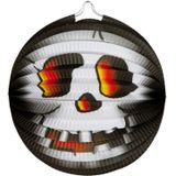 4x stuks ronde lampion 26 cm doodskop zwart - Halloween trick or treat lampionnen versiering