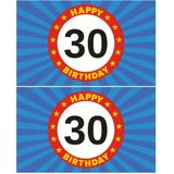 2x stuks happy Birthday 30 jaar vlag verjaardag150 x 90 cm - 30 jaar versiering feestartikelen