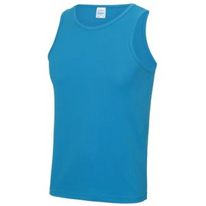 Sport singlet/hemd blauw voor heren - Hardloopshirts/sportshirts - Sporten/hardlopen/fitness/bodybuilding - Sportkleding top blauw voor mannen