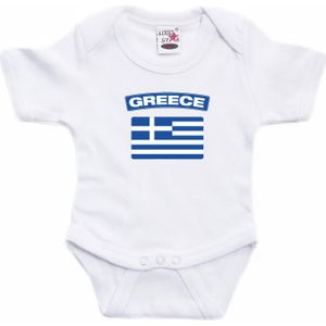 Greece baby rompertje met vlag wit jongens en meisjes - Kraamcadeau - Babykleding - Griekenland landen romper
