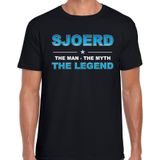 Naam cadeau Sjoerd - The man, The myth the legend t-shirt  zwart voor heren - Cadeau shirt voor o.a verjaardag/ vaderdag/ pensioen/ geslaagd/ bedankt