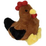 Pluche bruine kippen/hanen knuffel van 25 cm met wit pluche kuiken 12 cm - Paas/pasen decoratie