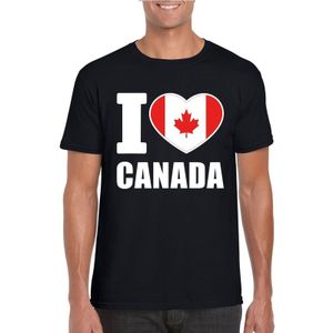 Zwart I love Canada supporter shirt heren - Canadees t-shirt heren