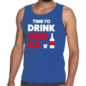 Time to drink Vodka tekst tanktop / mouwloos shirt blauw heren - heren singlet Time to drink Vodka