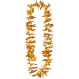 Boland Hawaii krans/slinger - 4x - Tropische kleuren goud - Bloemen hals slingers