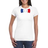 Wit t-shirt met Franse vlag strikje dames -  Frankrijk supporter