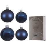 Compleet glazen kerstballen pakket donkerblauw glans/mat 38x stuks - 18x 4 cm en 20x 6 cm - Inclusief 50x haakjes