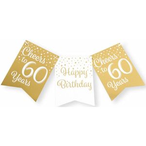 Paperdreams Vlaggenlijn 60 jaar - verjaardag slinger - karton - wit/goud - 600 cm