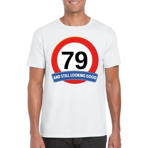 79 jaar and still looking good t-shirt wit - heren - verjaardag shirts