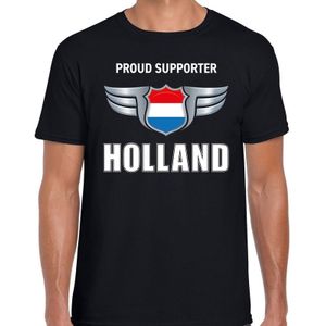 Proud supporter Holland / Nederland t-shirt zwart voor heren - landen supporter shirt / kleding - EK / WK / songfestival