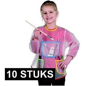 10x Kinder knutsel schort met zakken - Kliederschort voor kinderen