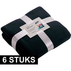 6x Fleece dekens/plaids marineblauw 130 x 170 cm -  Woondeken - Fleecedekens