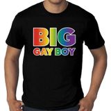 Gay pride big gay boy grote maten t-shirt - zwart plus size homo/regenboog shirt voor heren - gay pride