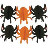 Halloween feestslinger spinnen - 3x - 3 meter - oranje/zwart - van papier
