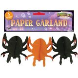 Halloween feestslinger spinnen - 3x - 3 meter - oranje/zwart - van papier