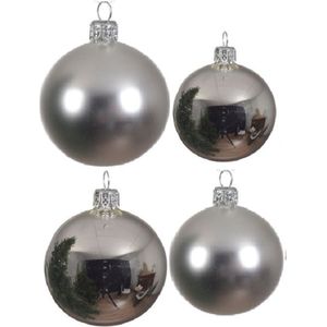 Compleet glazen kerstballen pakket zilver glans/mat 38x stuks - 18x 4 cm en 20x 6 cm