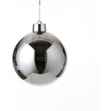 Grote decoratie kerstballen - 2x st - 20 cm - champagne en zilver - kunststof