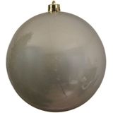 Grote decoratie kerstballen - 2x st - 20 cm - champagne en zilver - kunststof