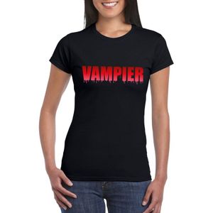 Halloween vampier tekst t-shirt zwart dames - Halloween kostuum